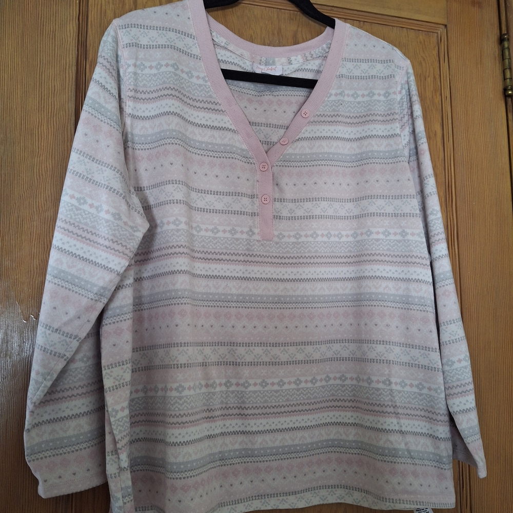 Women's Pink Striped Pajama Top
